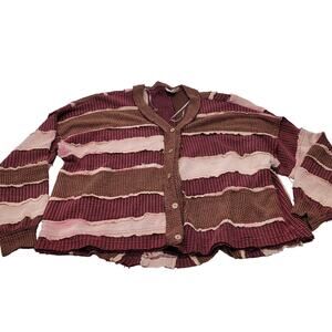 Oli & Hali Textured striped patchwork colorblock cardigan sweater oversized boho